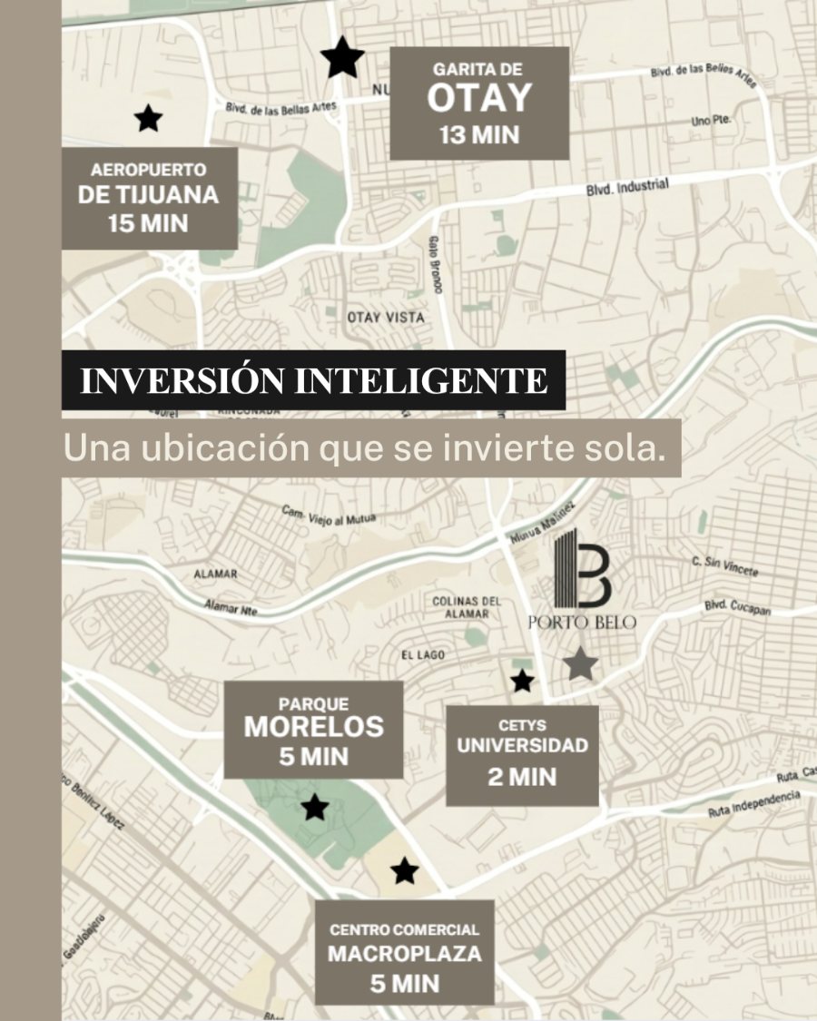 Mapa de ubicación de Porto Belo Residencial en Ampliación Guaycura, Tijuana